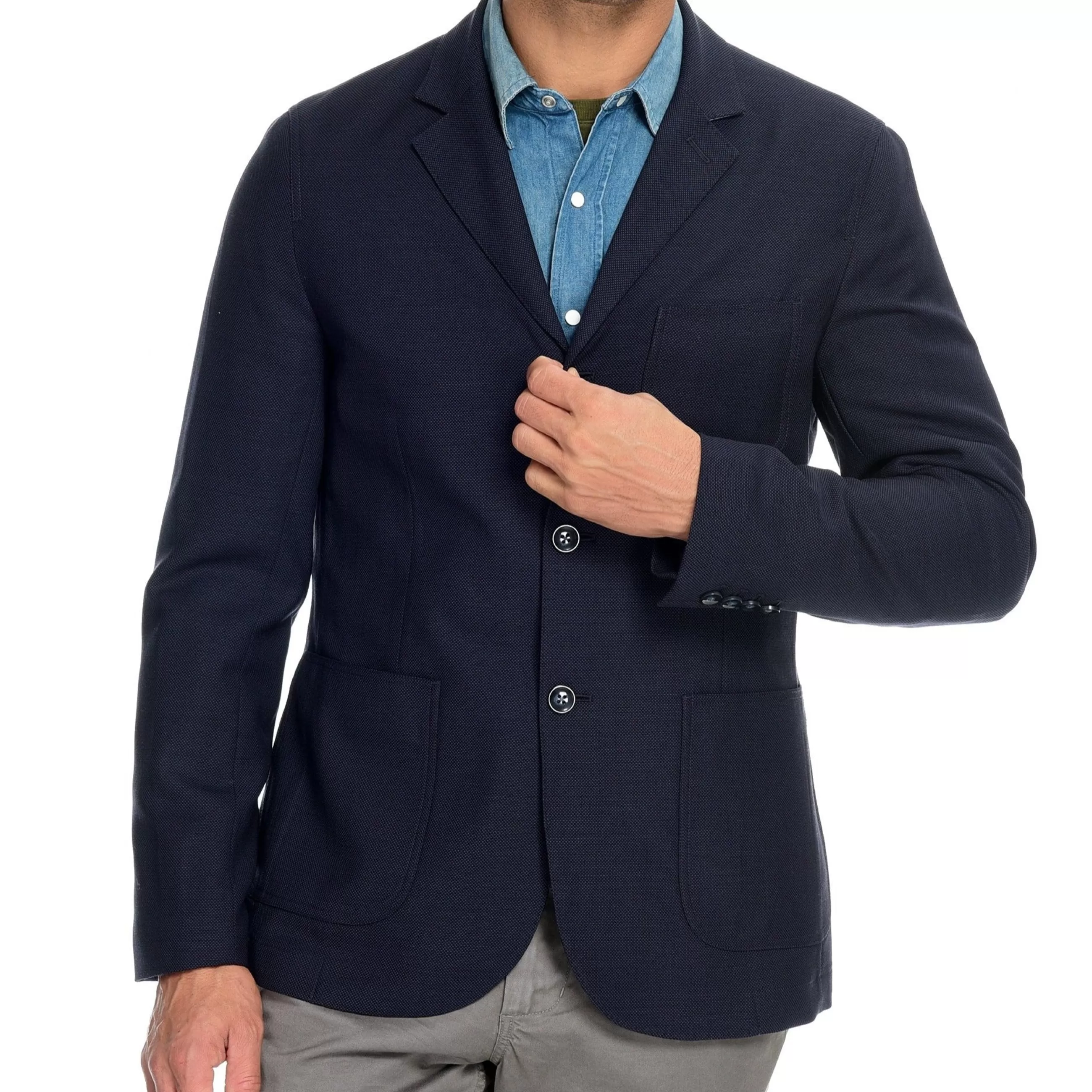 New J. W. Hulme Co Hopsack Blazer Deep Navy