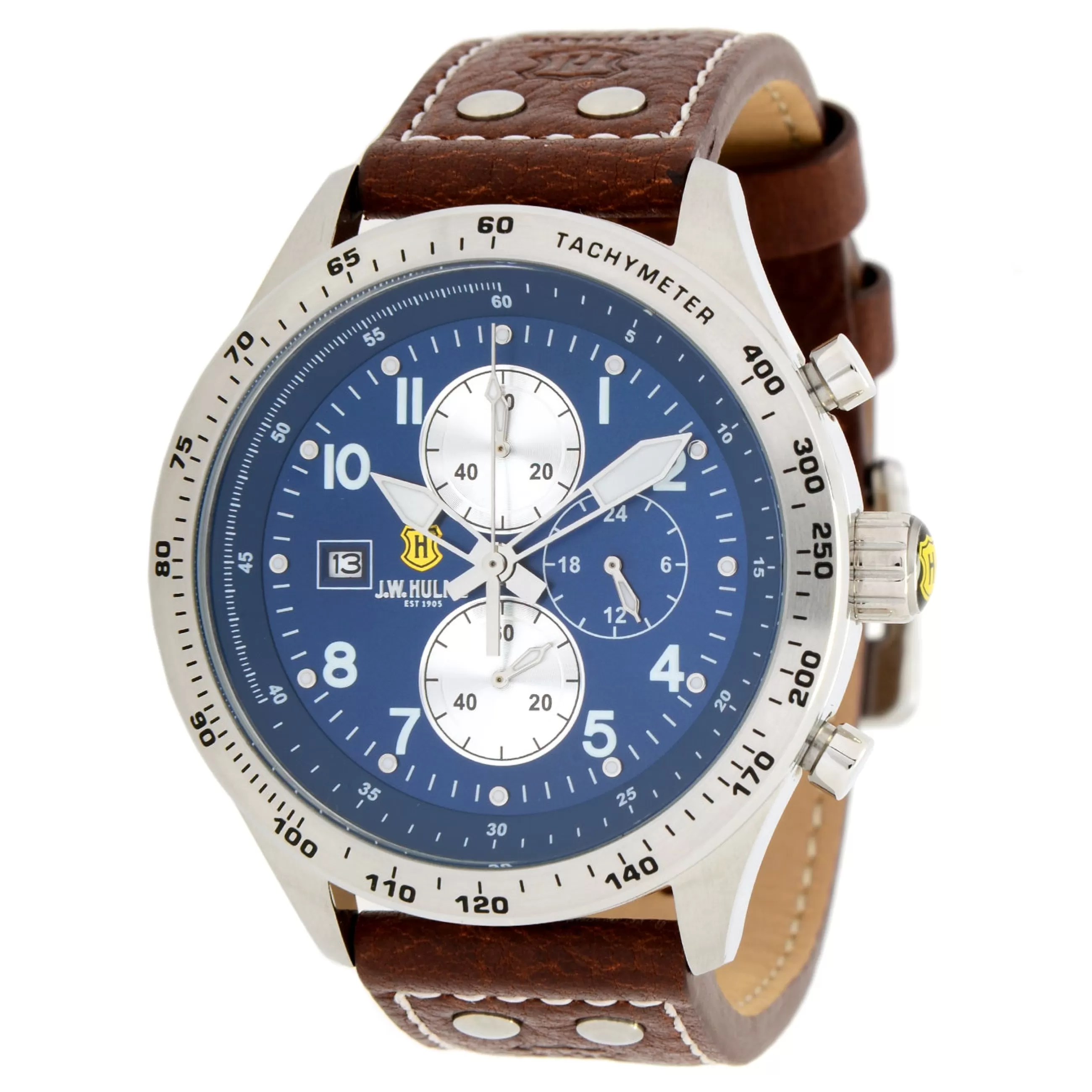 New J. W. Hulme Co 45Mm Quartz Chronograph Leather Strap Watch Men's