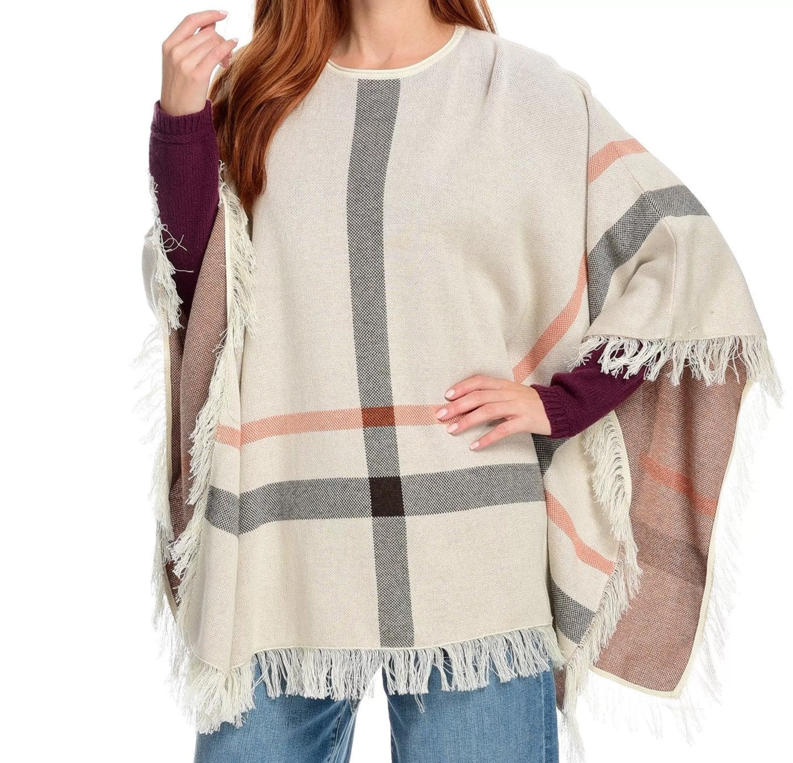 Sale J. W. Hulme Co Plaid Poncho By Blue Ladies Tan